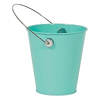 Vibrant Robin's-Egg Blue Metal Bucket with Sturdy Handle - 4.5