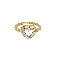 0.1ct Diamond Amore Heart Ring in 925 Sterling Silver with Gold Plating April Birthstone Rings Valentine Anniversary Birthday Jewelry Gifts for Women Girls