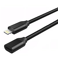for iPhone Charger Extension Cable,6FT Lightning Extender Dock Cable Compatible with iPhone 14 Pro 13 Pro Max 12 11 X XR 8 7 6 Male to Female Cable Extension Adapter Cord Pass Video,Data,Audio (Black)
