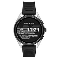 Emporio Armani Men's Smartwatch 3 Touchscreen Aluminum and Rubber Smartwatch, Black and silver-ART5021