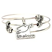 Shalom Expandable Wire Triple Style Bangle Bracelet, 2.5