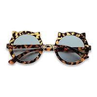 ShadyVEU Girls Round Kitty Cat Ears Cheetah Leopard Colorful Kids Toddler Ages 2-7 yr. Sunglasses