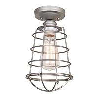 Design House 579623 Ajax Industrial Modern 1-Light Indoor Semi-Flush Ceiling Mount (Edison Bulb Included) Metal Wire Cage for Hallway Foyer Closet, 6