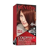 Revlon Permanent Hair Color, Permanent Hair Dye, Colorsilk with 100% Gray Coverage, Ammonia-Free, Keratin and Amino Acids, 31 Dark Auburn, 4.4 Oz (Pack of 1)
