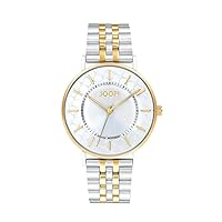 Joop! Women's Quartz Watch Analogue with Stainless Steel Strap, Gold, 5 Bar Waterproof, End of Life System, Comes in Watch Gift Box, 2033712