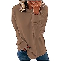 Women's 2023 Fall Basic Casual Crew Neck Sweatshirts Drop Shoulder Long Sleeve Solid Loose Fit Tops Fashion Pullover