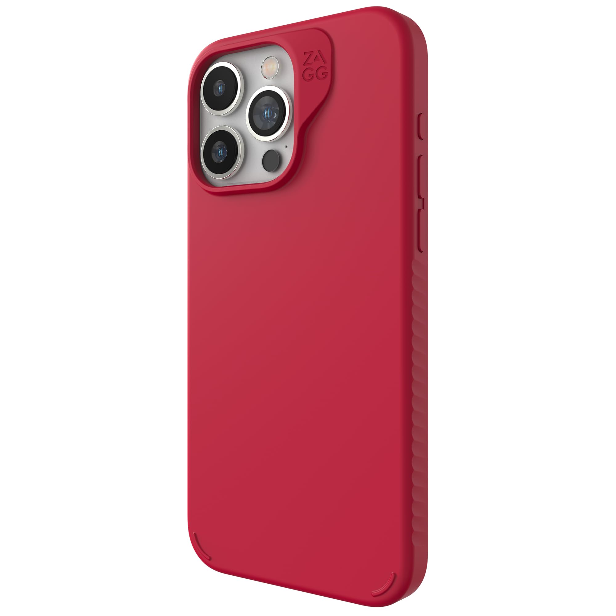 ZAGG Manhattan Snap iPhone 15 Pro Max Case - Premium Silicone iPhone Case, Durable Graphene Material, Smooth Surface with a Comfortable Ripple Grip, MagSafe Phone Case, Red