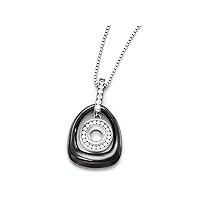 Polished Ceramic with CZ Titanium Pendant Necklace On Stainless steel chain