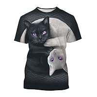 Unisex Funny Cat 3D Print T-Shirt New Leisure Fashion Creative Cat Crew Neck Short Sleeve Top Boys T-Shirt
