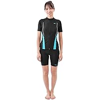 Fila 310203 Women's Fitness Swimsuit, Top and Bottom Set, Anti-Blocking Short Sleeve, Front Zip, SAX