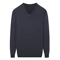 100% Cashmere Sweater Autumn Winter Men Casual V-Neck Knitted Coat Long Sleeve Thick Pullovers