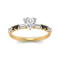 Choose Your Gemstone Vintage Classic Engagement Ring yellow gold plated Heart Shape Side Stone Engagement Rings Matching Jewelry Wedding Jewelry Easy to Wear Gifts US Size 4 to 12