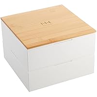 Showa NH Home 4913003 Ojyu Bamboo Lunch Box, 7.1 inches (18 cm), 2 Tiers, 4 Divided Core Included, 1 Tier, With Inner Lid, Simple, White, For Holidays, Cherry Blossom Viewing, Sports Festivals, 1,500