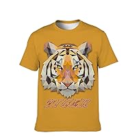 Mens Novelty-Graphic T-Shirt Cool-Tees Funny-Vintage Short-Sleeve Hip Hop: 3D Lion Print Crewneck Casual Holiday Unique Gift