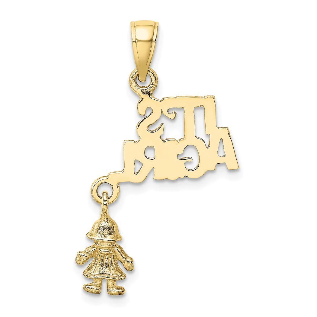 10k Gold Its a Girl With Doll Moveable Charm Pendant Necklace Measures 29.5x15mm Wide Jewelry Gifts for Women