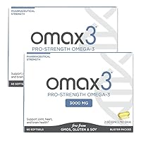 Omax3 2 Pack Pro-Strength Ultra-Pure Omega-3 Fish Oil - 1000 mg - Maximum Professional Joint & Muscle Support - EPA DHA - NSF Certified - 60/per Softgel Blister Pack