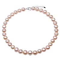 Pearl Necklace for Women 11mm Natural Pink Freshwater Cultured Baroque Pearl Necklace 17