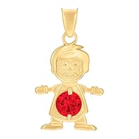 10k Yellow Gold Mens Red CZ Cubic Zirconia Simulated Diamond Boy January Charm Pendant Necklace Measures 21.5x12mm Wide Jewelry Gifts for Men