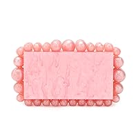 Acrylic Clutch Purse for Women Marble Handbags Pearl Evening Clutch Bag Beads Square Cross Body Bag for Wedding Party