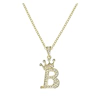 Crown 26 English Letters Full Diamond Pendant Necklace for Women Crown Rhinestone Necklaces for Women A Z 26 Alphabet Initial Necklaces for Teen Girls Jewelry Matching Lockets (B, One Size)
