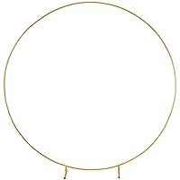 6.7FT(2m)Gold Metal Round Wedding Arch Backdrop Stand, Gold Circle Arch with Stands Metal Hoop for Floral Balloon Garland Birthday Wedding Photo Background Decorations