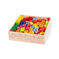 Bigjigs Toys Jar of Lacing Beads and Laces - Threading Beads Activity Toys