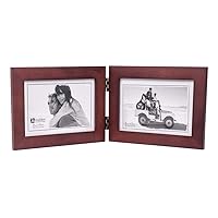 Malden Double Horizontal 4x6 Picture Frame - Wide Real Wood Molding, Real Glass - Dark Walnut