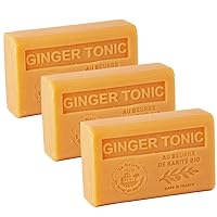 Maison Du Savon De Marseille - French Soap Made with Organic Shea Butter - Ginger Tonic Fragrance - 125 Gram Bars - Set of 3
