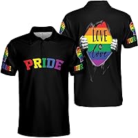 Personalized Name LGBT Men & Women Polo Shirt S-5XL, lgbt polo shirt mens, lgbt shirts for women (Style 9, Bird-eye pique)