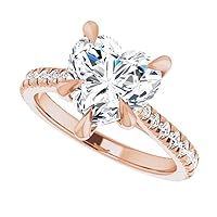 JEWELERYIUM 3 CT Heart Cut Colorless Moissanite Engagement Ring, Wedding/Bridal Ring Set, Halo Style, Solid Sterling Silver, Anniversary Bridal Jewelry, Lovely Ring For Women