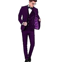 3Pcs Velvet Men Suits(Jacket+Pants+Vest) Slim Fit Blazer Wedding Grooms Tuxedo