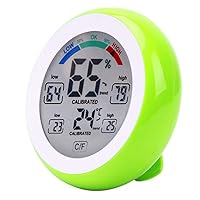 Meichoon Indoor Outdoor Thermometer Hygrometer,Wireless Electronic Temperature Humidity Meter,Round Touch Screen Household Digital LCD Display Thermometer,Weather Station Tester,UD02 Green