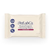 Petlab Co. Hypoallergenic Cleansing Wipes - Dog Wipes for Cleaning Face, Paws and Butt, Deodorizing & Plant Based, 100 Wipes