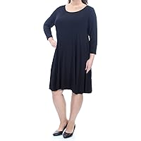 Style & Co. Womens Plus Swing 3/4 Sleeves Mini Dress Black