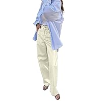 Women's Boyfriend Baggy Straight Leg Jeans Trendy Plain Fall Solid Color Tummy Control Denim Pants Classic Casual Y2K