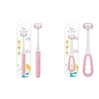 3 Sided Kids Toothbrushes, Soft Bristle Triple-Angle Children's Toothbrushes, Colorful Toddler Toothbrush, Autism Sensory Toothbrush for Ages 2+ (Pink)