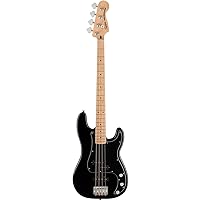 Squier by Fender Precision Bass Guitar Kit, Affinity Series, Laurel Fingerboard, Black, Poplar Body, Maple Neck, with Guitar Bag and Rumble 15 Amp Bass Amp, Cable, Guitar Strap and More