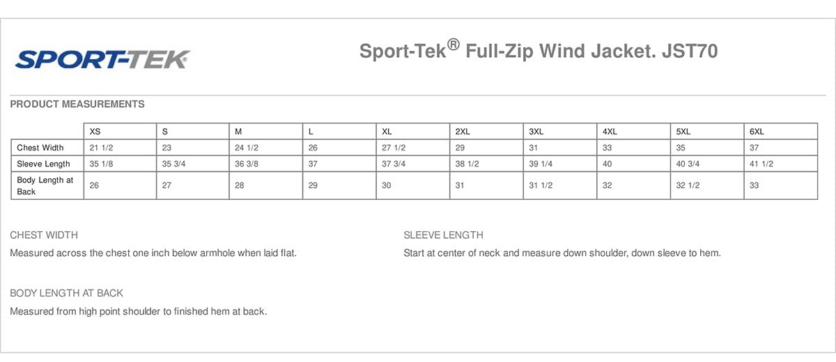 SPORT-TEK Men's Full Zip Wind Jacket