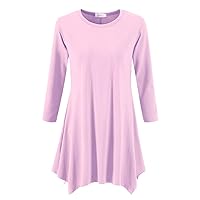 Topdress Women's Swing Tunic Tops 3/4 Sleeve Loose T-Shirt Dress