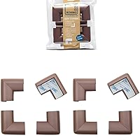 Roving Cove Corner Protector for Baby (8 Large Corners) - Hefty-Fit Heavy-Duty Soft Rubber Foam Furniture Corner Bumper Guards, 3M Adhesive Pre-Taped, Coffee Brown