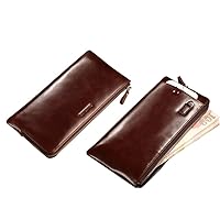 Leather Made Into Men's Wallet Ultra-Large-Capacity Phone Bag Multi-Functional Retro L-Shaped Zipper Minimalist Front Bag Wallet