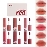 Matte Lipstick Set, 6 Colors Nude Long-lasting Velvet Waterproof Non-Stick Cup Lip Gloss Kit, Makeup Gift Kit for Women and Girls (011)