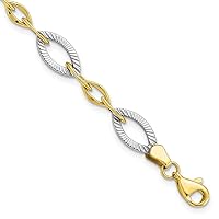 Leslie's 10k Two-tone Gold Polished and Textured Link Bracelet 10LF512-7.5