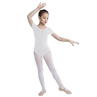 Kids Girls Classic Cotton Short Sleeve Gymnastic Leotard Ballet Dance Unitard Biketard Athletic Shirt Top Yoga Bodysuit