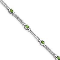 925 Sterling Silver Textured Polished Box Catch Closure Peridot Bracelet 7 Inch Box Clasp Measures 6mm Wide Jewelry for Women