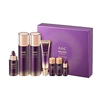 AHC Ageless Skin Care Set Toner 130ml(+20ml) + Emulsion 130ml(+20ml) + Ampoule 30ml(+7ml) + Eye Cream 30ml (Total 7 Pieces)