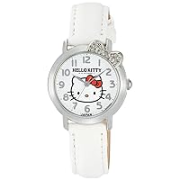 Q&Q 0001N Women's Watch, Analog Hello Kitty Waterproof, Leather Strap, Made in Japan