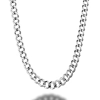 Savlano 925 Sterling Silver 6.5mm Italian Solid Curb Cuban Link Chain Necklace for Men & Women - Made in Italy Comes Gift Box (6.5mm)