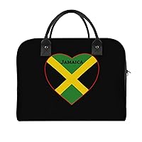Jamaica Flag Heart Travel Tote Bag Large Capacity Laptop Bags Beach Handbag Lightweight Crossbody Shoulder Bags for Office