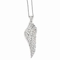 925 Sterling Silver Fancy Lobster Closure CZ Cubic Zirconia Simulated Diamond Religious Guardian Angel Wing Necklace 18 Inch Measures 16mm Wide Jewelry for Women